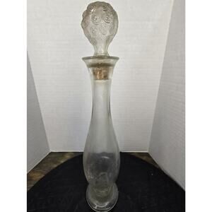 Vintage 1930s Ornate Floral Rose Bouquet Small Whisky Alcohol Bottle Decanter